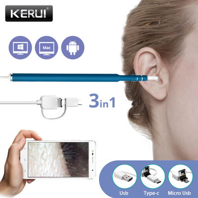 Kerui 3 in 1 USB OTG Visual Ear Cleaning Endoscope Spoon Functional Diagnostic Tool Ear Cleaner Android 720P Camera Ear Pick