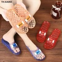 Versatile non-slip outer wear crystal slippers for women home casual massage flat bottom transparent crystal slippers for women sandals