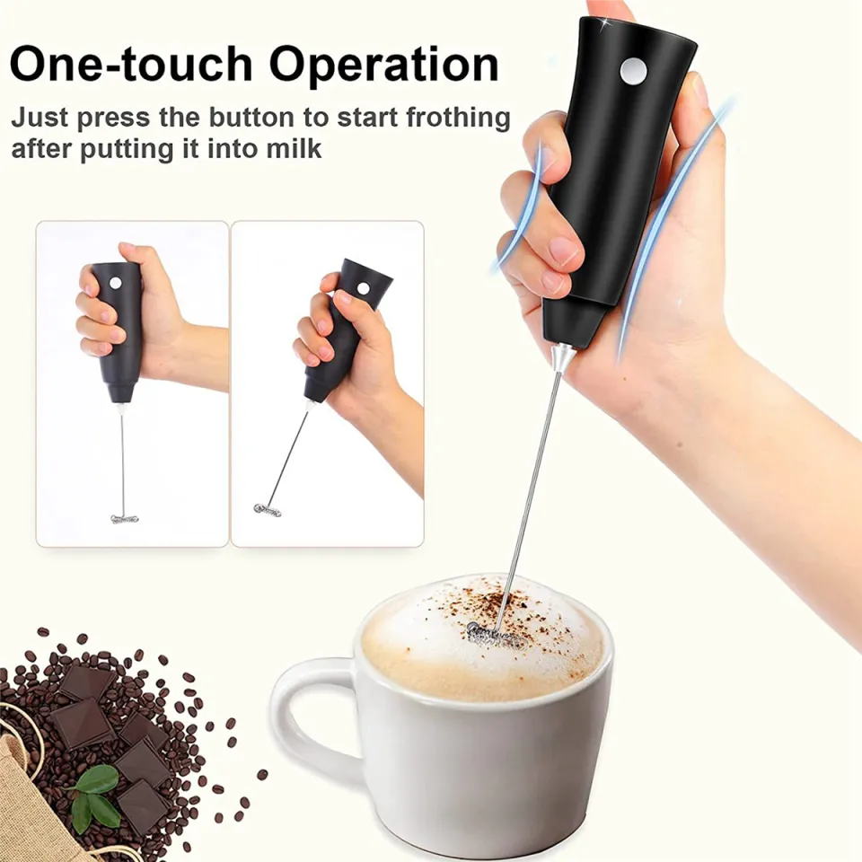 KUWAN Electric Milk Frother Rechargeable Handheld Wand Coffee Mixer for  Latte Hot Milk Eggbeater with Charging Cable