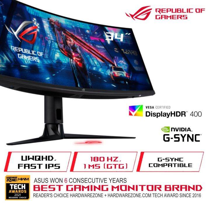 ASUS ROG Strix XG349C Gaming Monitor 34 inch UWQHD (3440 x 1440), overclockable 180Hz (Above