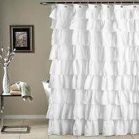 17 Plain Colour Waterproof Corrugated Edge Shower Curtain Ruffled Bathroom Curtain Decoration