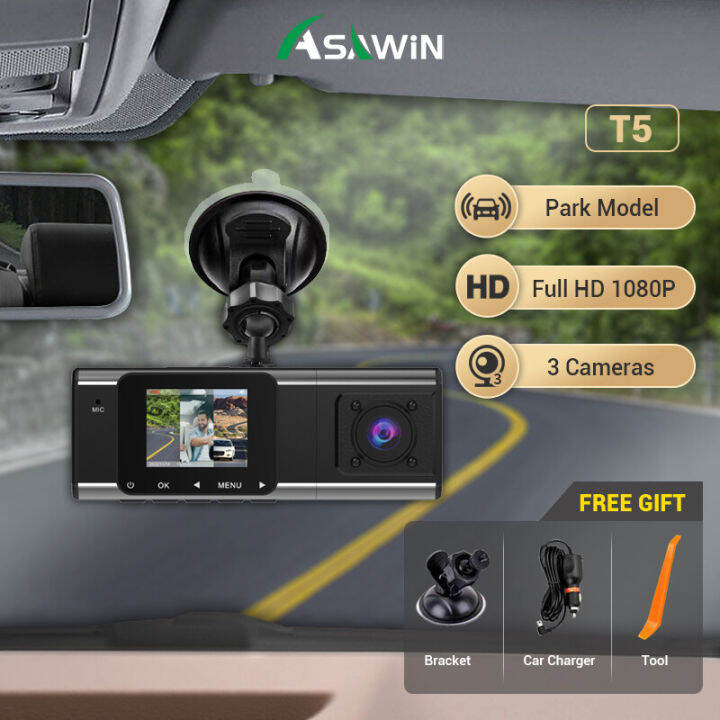 【3 camera dashcam】 Asawin HD1080P for car Dvr driving recorder 3