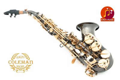 แซกโซโฟน Saxophone Curved Soprano Coleman CL-338S Black Nickel Gold Bell