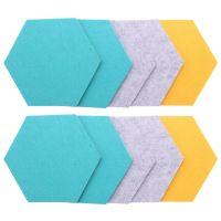 10Pcs Hexagon Felt Board Hexagonal Felt Wall Sticker Multifunction 3D Decorative Home Message Board Gray Yellow Series