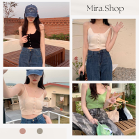 Mira_shop เสื้อสายเดี่ยมไหมพรมกรุดุมดอกไม้ เสื้อแฟชั่นผญ  07105#