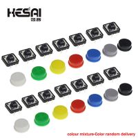 Round Tactile Push Button Caps Kits Red Blue Yellow White Black Blue Gray for 12x12x7.3mm Micro Tact Switch