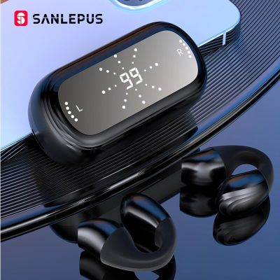ZZOOI SANLEPUS Ear Clip Wireless Headphones Open-ear Bluetooth Earphone Bone Conduction Sport Headset TWS Earbuds with Mic HD Calls
