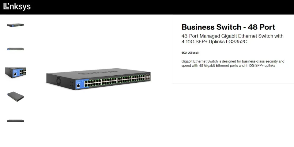 48-Port Managed Gigabit Ethernet Switch with 4 10G SFP+ Uplinks LGS352C