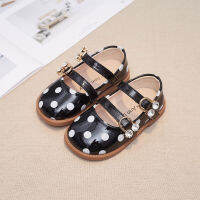 Little Kid Double Strap Shoes Girl Baby Dot Hook and Loop Mary Jane Shoe 2022 Spring Patent Leather Round Toes Shoe 21-30