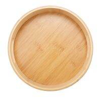 Round Serving Bamboo Wooden Tray for Dinner Trays Tea Bar Breakfast Food Container Handle Storage Tray