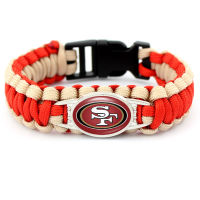 Wholesale Football San Francisco City &amp; Rugby Sports Team 49ers Charm Survival Paracord celets &amp; Bangles For Man Woman 10PCS