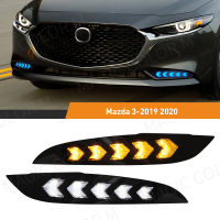 สำหรับ Mazda 3 Axela 2019 2020 DRL Daytime Running Light LED ไฟตัดหมอกไฟเลี้ยวสีขาวสีเหลืองสีฟ้ารถอุปกรณ์เสริม 12V-huangjianping