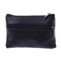 Brookv Huttb Men Card Coin Key Soft Holder Zip Leather Wallet Pouch Bag Purse Gift New Fashion Black Mini Coin Holders