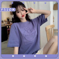 Fsion ?เสื้อยืดผ้านิ่มเด้ง ?สีพื้นพิมลายตัวการ์ตูนนูน เรียบๆดูสุภาพสุดๆแต่แฝงความน่ารักไว้ ใส่พร้อมลุยทุกงานน??️??