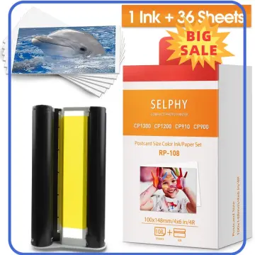 Canon Selphy CP1300 CP1200 4x6 108 shts Color Ink Paper Set KP-108IN Lot