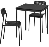 SANDSBERG/ADDE Table and 2 chairs, black/black, 67x67 cm (ซันด์เบรย์/อ็อดเด ชุดโต๊ะและเก้าอี้ 2 ตัว, ดำ/ดำ, 67x67 ซม.)