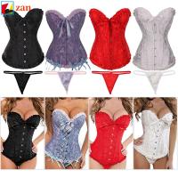 ZAN กอธิค ลูกไม้ขึ้นด้านบน ชุดแฟนซี Satin Brocade Stays Corset Corset Bustier Top Waist Shaper Overbust Boned