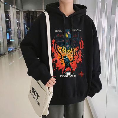 Mens Clothing Tracksuit Simple Design Loose Hoodies Oversized Hooded Sweatshirt with Print Pullover Harajuku Punk Streetwear Size XS-4XL