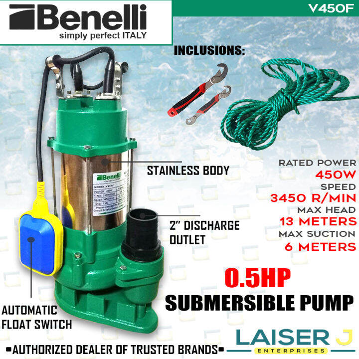 Benelli Submersible Pump 0.5HP V450F With Automatic Float Switch + Snap ...