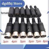 Dgdfhj Shop DIN 3pin 4pin 5pin 6pin 7pin 8 Pin Male Female Plug socket jack Solder Connector with Plastic Handle D Connectors