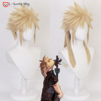 อะนิเมะ Final Fantasy VII FF7 Cloud Strife คอสเพลย์วิกผมสีเหลืองอ่อนทนความร้อนผมปาร์ตี้ฮาโลวีน Wigs หมวกวิกผมฟรี