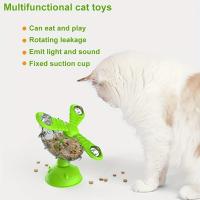 Windmill ของเล่นแมว Cat Food Feeder Turntable Windmill Cat Teaser Toy Cat Interactive Training Supplies