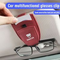 Suede Car Sun Visor Glasses Clip Card Bag Interior Accessories For Dacia Duster Logan Spring Sandero Stepway Dokker Lodgy Jogger