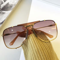 Gradient Green Brown Uv400 Sunglasses For Women Luxury Brand Alloy Pilot Driving Sun Glasses Men Retro Black Oval Big Eyewear