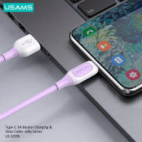 USAMS Bicolor 3A USB Type C เคเบิ้ลสำหรับ 13 R Edmi หัวเว่ยซัมซุง POCO อย่างรวดเร็วชาร์จลวดสาย USB-C ชาร์จศัพท์มือถือ