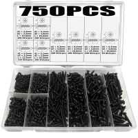 750pcs M2.5 M3 M4 Mini Micro Cross Phillips Round Pan Head Self Tapping Wood Screw Bolts For Wood Furniture Wall Plasterboard Nails Screws  Fasteners