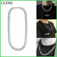 CILENG 5/7/9/mm โซ่โลหะทองเงินผ้าพันรอบคอโกธิคพังก์คิวบา Kalung Baja Tahan Karat Heavy Link