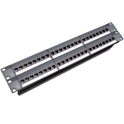 19Inch 1U Cabinet Rack Pass-Through 24 Port CAT6 Patch Panel RJ45 Cable Adapter Keystone Jack Modular Frame