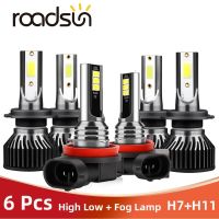 Roadsun H7 LED 6X H11หลอดไฟหน้ารถ20000LM แสงสูงต่ำ6000K ไฟตัดหมอกยานยนต์สำหรับ Hyundai Sonata 2011 2012 2013 2014