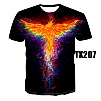 2023 Customized Fashion 3D T-shirt Phoenix Digital print casual round neck shorts T-shirt，Contact the seller for personalized customization