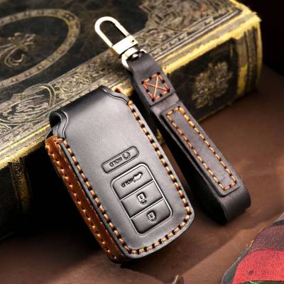 Luxury Car Key Case Cover Fob Protector Leather Keychain Holder Accessories for Honda Acura Remote Keyring Shell Bag Handmade
