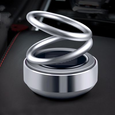 【DT】  hotCar Solar Energy Air Freshener Double Ring Rotary Dashboard Decoration Ornament Car Aromatherapy  Diffuser Perfume