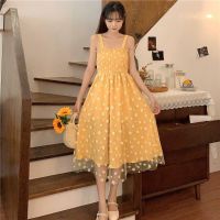 เสื้อผ้าแฟชั่นสำหรับสุภาพสตรี In the small white is pure and fresh and Daisy flower long show thin straps sling in 2023 the new summer dresses children