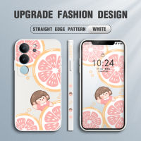 เคสโทรศัพท์สำหรับ Vivo V29 5G เคสโทรศัพท์ดีไซน์ลายการ์ตูนเด็กผู้หญิงส้มโอน่ารักเคสใส่ปลอกซิลิโคนน้ำรูปแบบขอบสี่เหลี่ยมเคสกล้องคลุมทั้งหมด