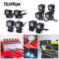 {》 YEAHRUN ไฟหน้าสปอตไลท์ไฟ LED สำหรับ TRX-4 TRX6แกน SCX10แนวแกน SCX24รถบรรทุก1/4รถ RC ด้านการตกแต่ง