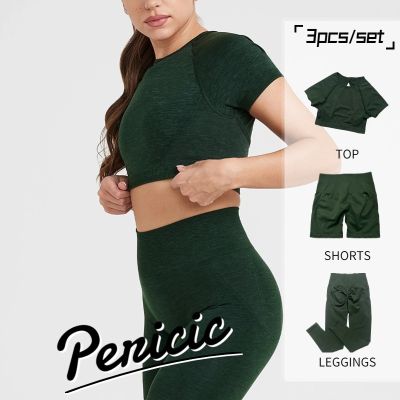 3pcs Seamless Yoga Set Women Sports T Shirts Crop Top GYM Shorts Push Up Leggings Fitness Sportswear Workout Clothes For Women