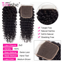 Tinashe Hair zilian Deep Wave 5X5 HD ปิดลูกไม้โปร่งใสฟรีส่วนตรงกลางผมสีธรรมชาติ5X5 HD ปิดลูกไม้