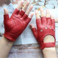 New Women Half Finger Leather Gloves Fashion Style Thin Colour Outdoor Sports Driving Riding Sheepskin Gloves