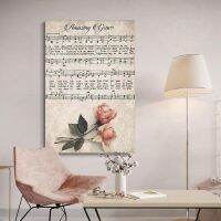 ஐ Vintage แผ่นเพลง Amazing Grace Christian Song โบราณ Rose Hymn พิมพ์โปสเตอร์ Wall Art ภาพวาดผ้าใบภาพตกแต่งบ้านไร่