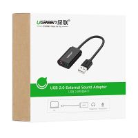 UGREEN  รุ่น 30724 CABLE (สายยูเอสบีออดิโอ) UGREEN USB 2.0 TO EXTERNAL SOUND ADAPTER 0.3 METER รับประกันนาน 2 ปี