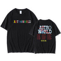 สถานียุโรปข้ามพรมแดน AstroWorld Tour ขนาดใหญ่หลวม T เสื้อเชิ้ตผู้ชายผ้าฝ้ายแท้ T เสื้อ