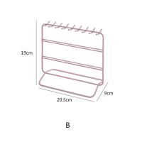 ชั้นวางเครื่องประดับโลหะชั้นวางของจัดระเบียบ3ชั้นชั้นชั้นวางสร้อยคอต่างหูสีขาวสีชมพูชั้นแสดงของตกแต่งบ้าน