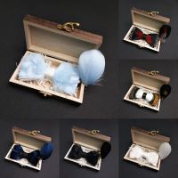 ◊✠✻ EASTEPIC Dreamy Blue Bow Ties for Men Fancy Pin Wooden Box Mens Accessory Adjustable Strap Wedding Ceremony Quality Feather