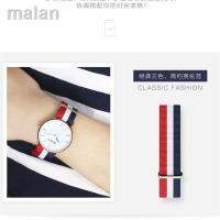 สำหรับ☜สายริบบิ้น Tali Jam Kanvas ¤ ไนลอนสีดำระบายอากาศสีสันสดใส DW ทางเลือกอื่นสายโซ่นาฬิกาแฟชั่นมีชื่อเสียงอินเทอร์เน็ตสีแดงไวน์