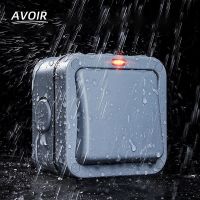 Avoir IP66 Wall Light Switches 1 2 Gang 2Way Outdoor Waterproof Dustproof Doorbell Push Button Switch 110V~220V Plastic Material Power Points  Switche