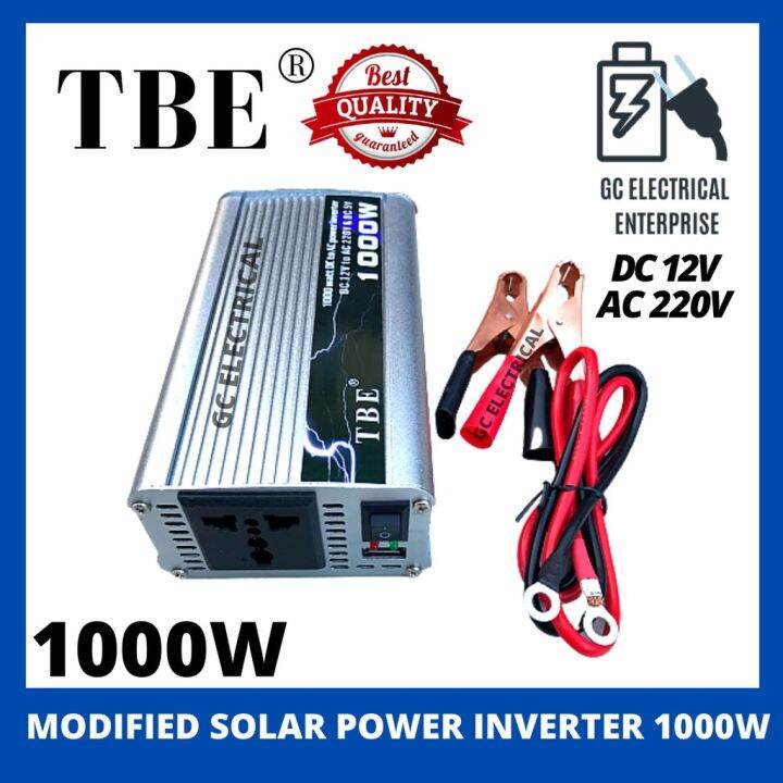 TBE Power Inverter 1000W 12V DC to 220-230V Car Solar Power Inverter